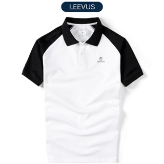 [TẶNG HỘP CHO ĐƠN TỪ 499K] Áo polo nam phối Raglan logo LEEVUS đen trắng, trẻ trung vải CVC cá sấu APL204