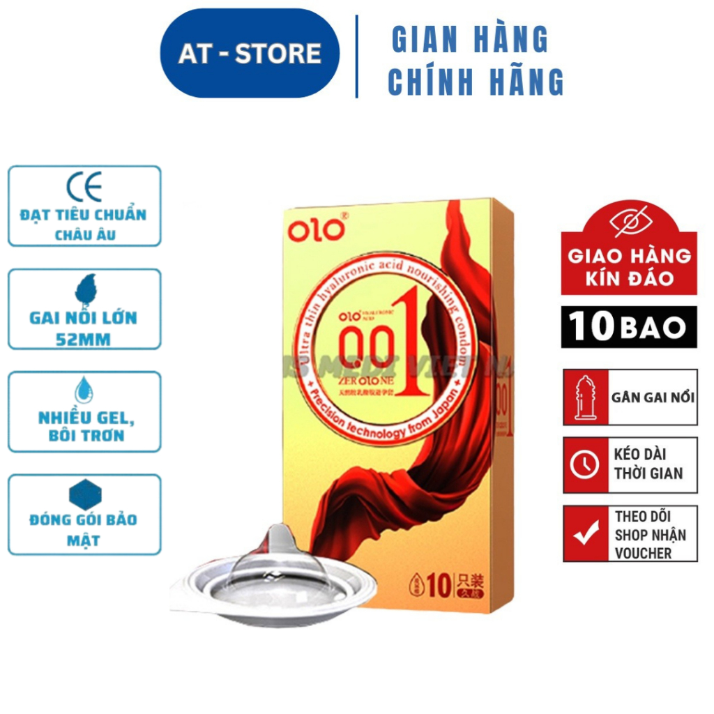 Bao Cao Su OLO Siêu Mỏng, Vàng Hạt Gai Gân Nổi Đặc Biệt, Gel bôi trơn , Kéo Dài Thời Gian, Hộp 10 bcs (che tên sp)