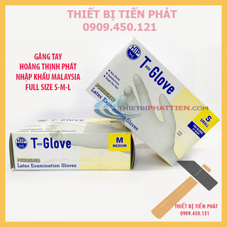 Găng Tay Y Tế MALAYSIA Có Bột T-GLOVE Hộp 100 Cái Dày ( Nhập Khẩu 100%)