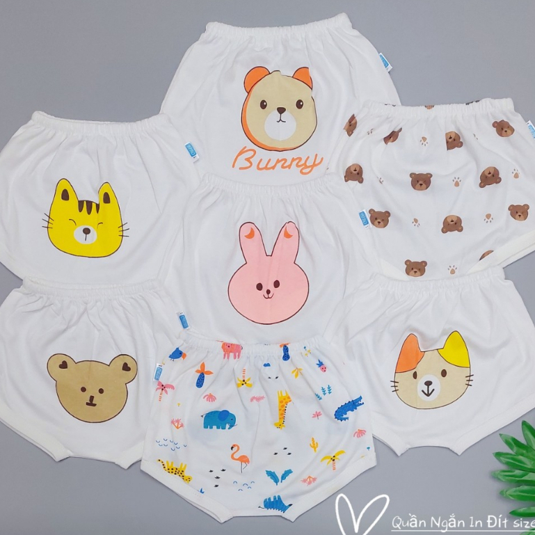 Quần Ngắn Sơ Sinh, Quần Đùi Đáy Ngang Thun 100% Cotton Cho Bé Mặc Tã