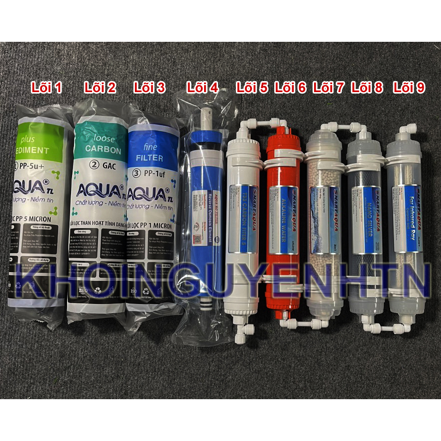 Bộ lõi lọc nước 1-2-3-4-5-6-7-8 dùng cho máy lọc RO nước gia đình