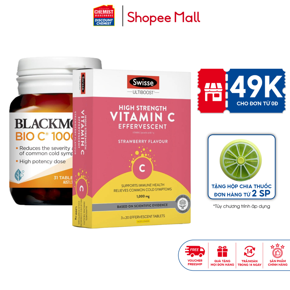 (Date 10/2023) Vitamin C dạng viên sủi Swisse 1000mg tăng cường đề kháng