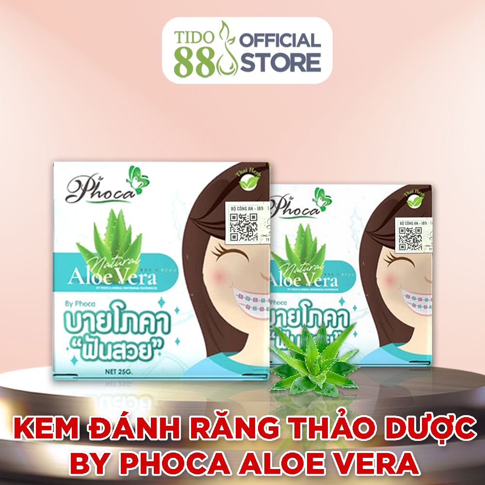 Kem đánh răng thảo dược BY PHOCA Aloe Vera 25g giúp răng trắng sáng, dùng được cho người niềng răng NPP Tido88