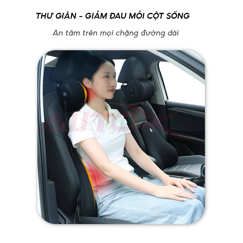 Gối đầu và tựa lưng ô tô massage AutoX máy rung 6 chế độ ruột cao su non êm mềm | BigBuy360 - bigbuy360.vn