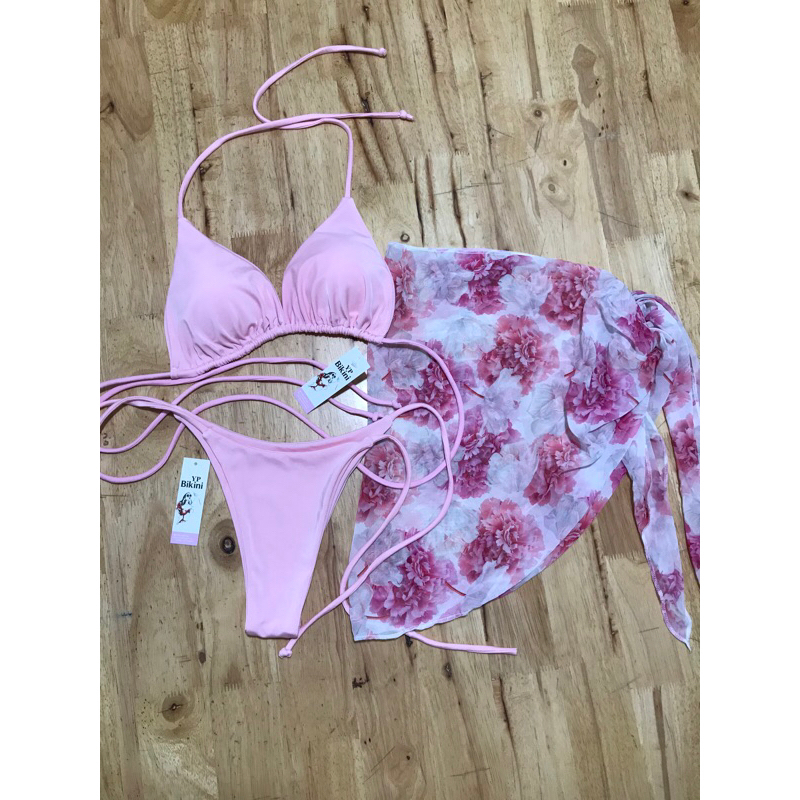 BIKINI set 3 món tam giác basic kèm khăn quấn. HÌNH THẬT