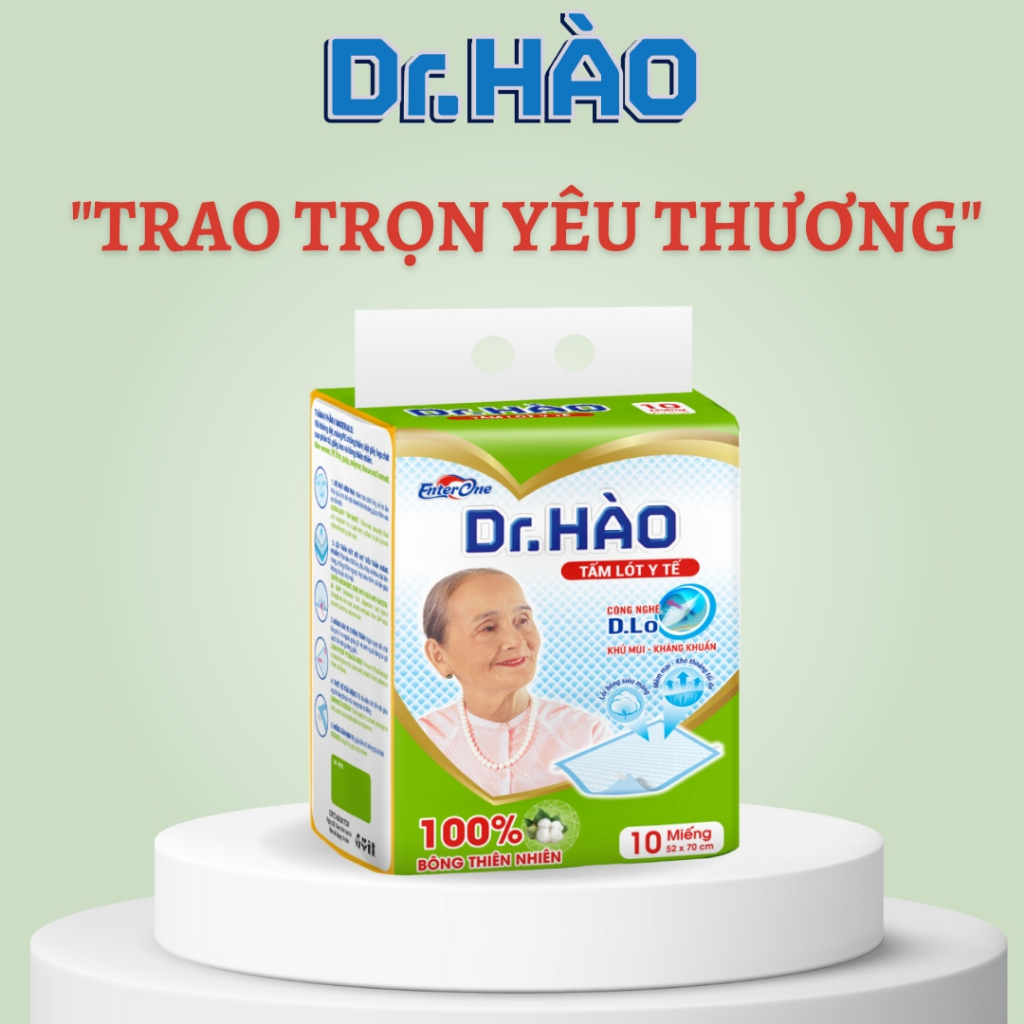 (Combo 6 gói)Tấm lót y tế DRHAO 10miếng kích thước 52*70cm,, tấm lót siêu thấm hỗ trợ người già, người bệnh