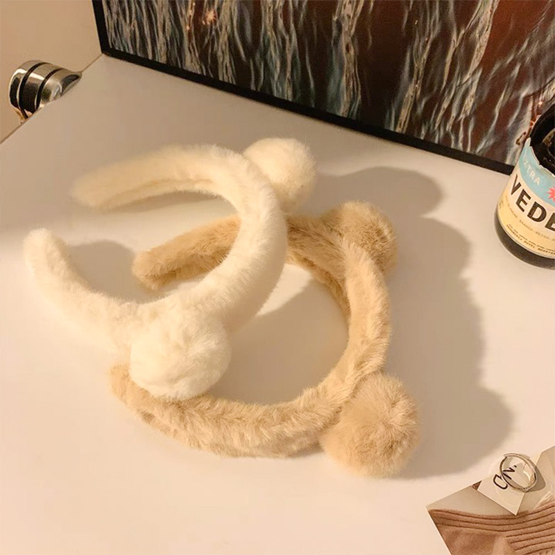 Miumiua🔮Băng Đô Cài Tóc Tai Gấu Bằng Lông Nhung Trắng Dễ Thương Xinh Xắn Cho Nữ 2023