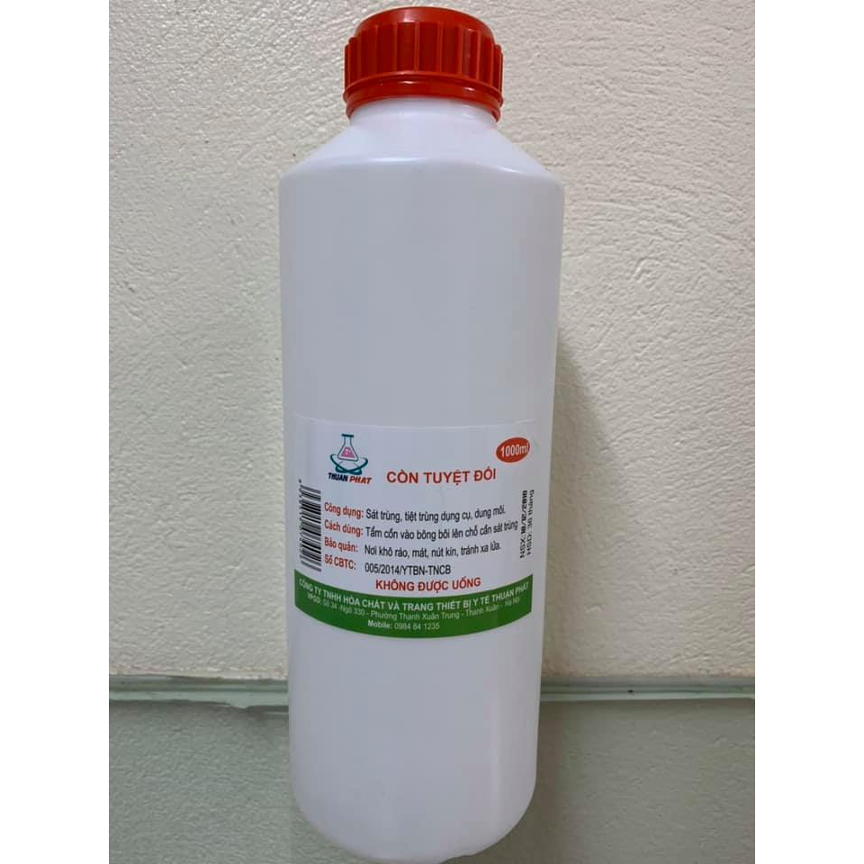 Cồn tuyệt đối ethanol 99,5% Việt Nam chai 1000ml