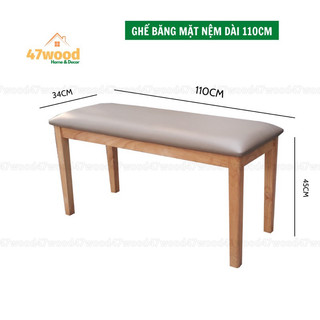 Ghế băng dài 110cm mặt nệm bọc da simili 47wood