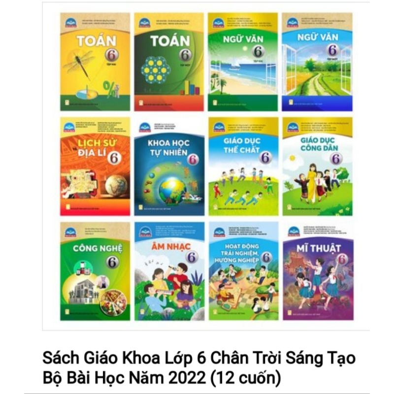 Bộ bài học lớp 6, 13 cuốn gồm tin học tặng kèm 20 nhãn bóc dán
