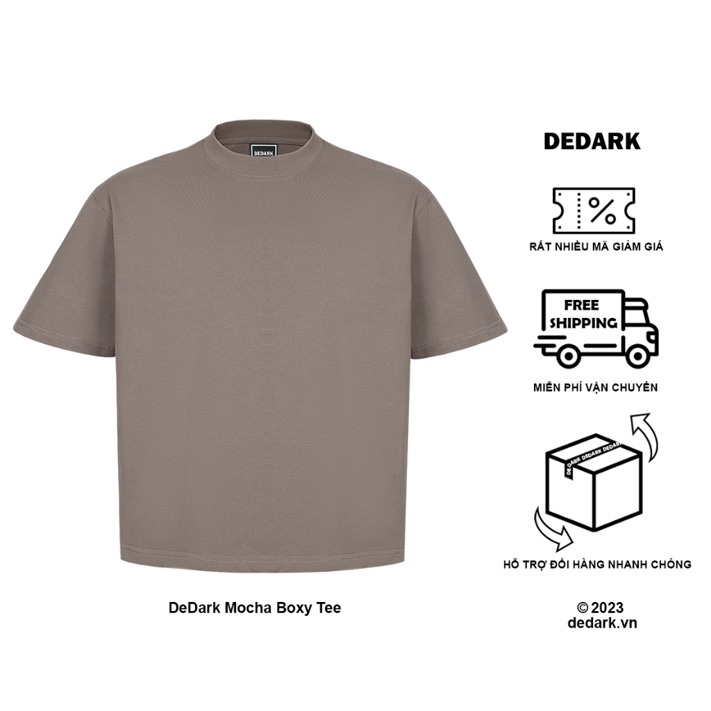 Áo thun boxy DEDARK Mocha nam/nữ Cotton 260gsm
