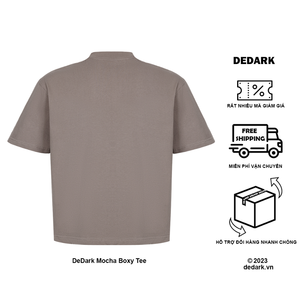 Áo thun boxy DEDARK Mocha nam/nữ Cotton 260gsm