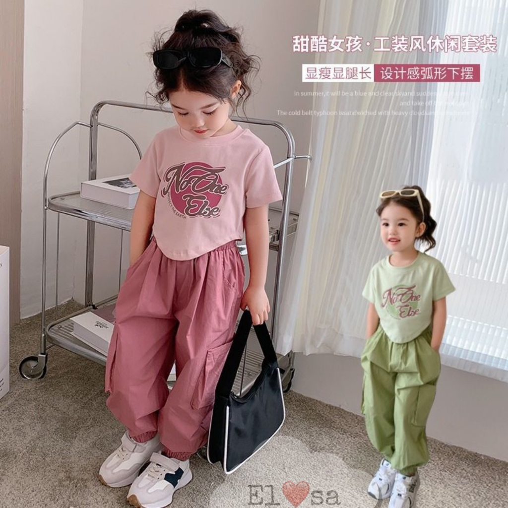 Quần áo bé gái- Set NO ONE Xanh, Hồng Cute Cho Bé 1-8 Tuổi