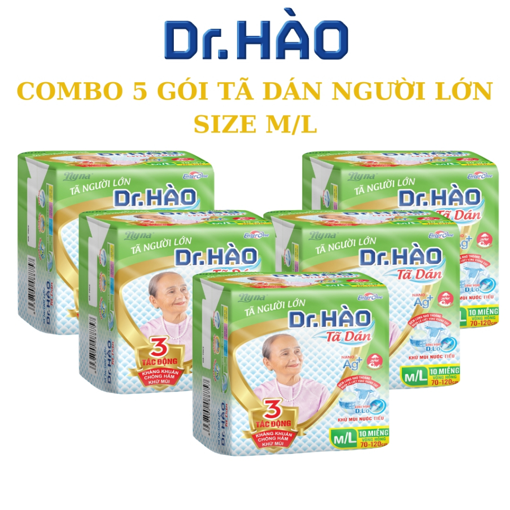 Tã Dán Người Lớn enterone DR. HÀO Size M/L 10 gói Miếng  bỉm dán cho người già