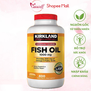 Dầu cá hỗ trợ mắt tim mach, xương khớp và huyết áp kirkland fish oil 1000mg 400 viên Healthy care maxwell