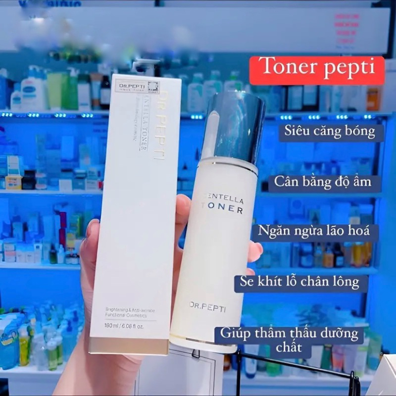 Nước Hoa Hồng Se Khít Lỗ Chân Lông, Phục Hồi Tế Bào Da DR.PEPTI Hàn Quốc Centella Toner Căng Bóng 180ml