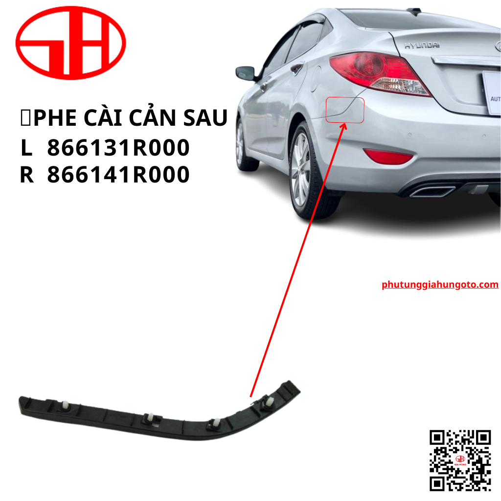 phe cài cản sau dành cho xe ô tô ACCENT 2011-2016 (866131R000/866131R000)