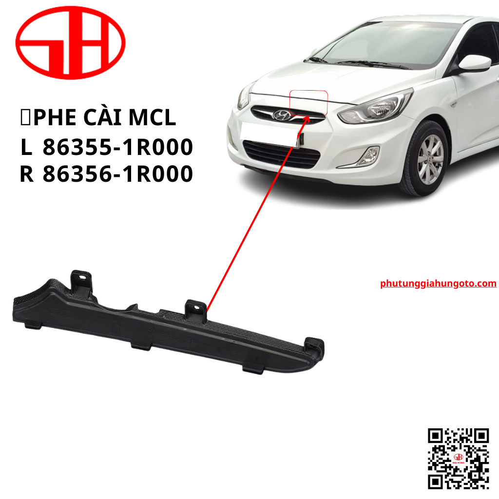 phe cài mặt ca lăng cho xe ô tô ACCENT 2011-2016 chất liệu nhựa siêu bền