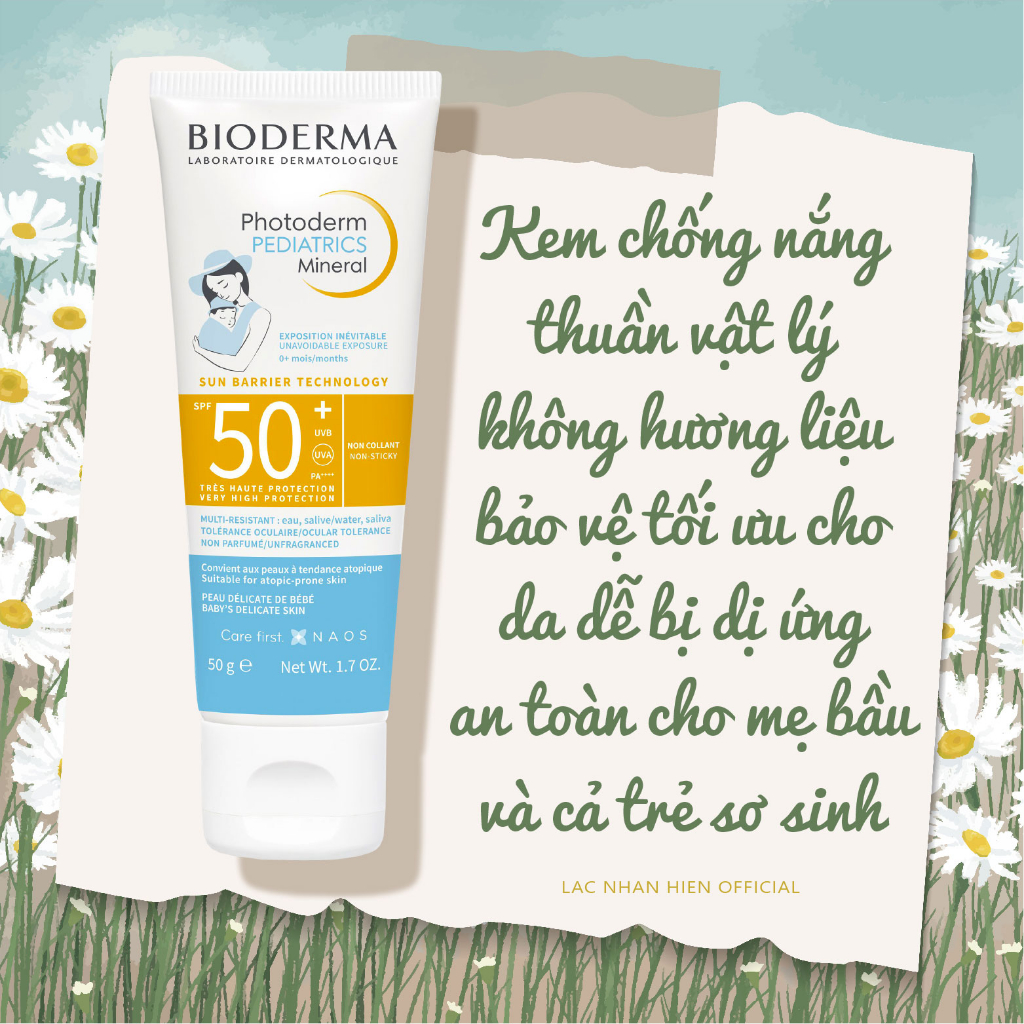 KEM CHỐNG NẮNG THUẦN VẬT LÝ BIODERMA PHOTODERM PEDIATRICS MINERAL SPF50+ CHO DA DỄ DỊ ỨNG VÀ DA TRẺ SƠ SINH