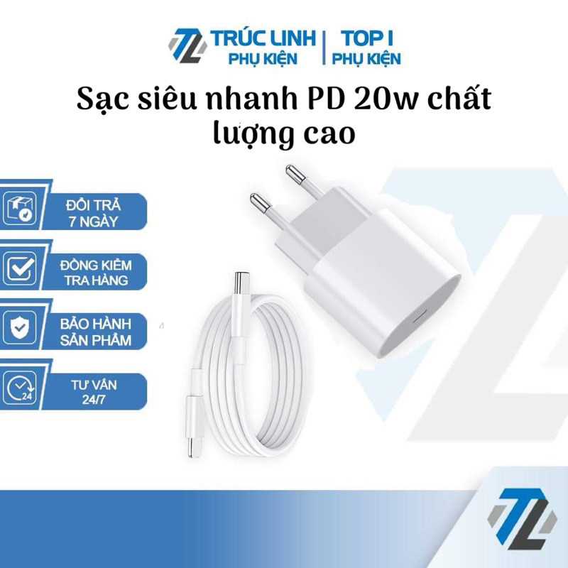 Sạc nhanh 20w Pd chân tròn bảo hành 12 tháng