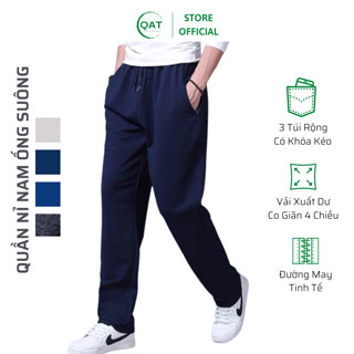 Quần Nỉ Suông Cotton Co Giãn 4 Chiều, Quần Thun Nam Trung Niên Ống Rộng, Vải nỉ da cá xuất dư, may đẹp. Đổi size 7 ngày