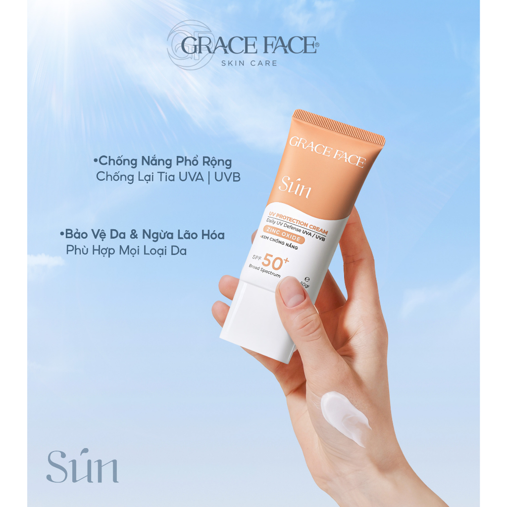 Kem chống nắng bảo vệ da Grace Face giúp kiềm dầu kháng nước UV Protection Cream 50ml