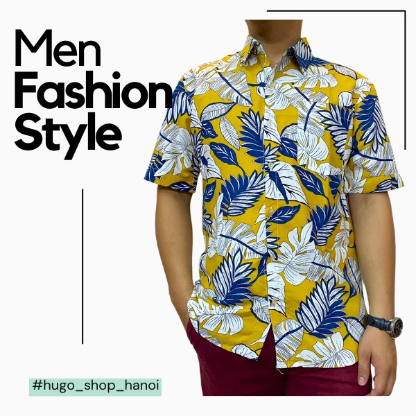 Áo sơ mi thổ cẩm họa tiết đi biển 🌈FREESHIP🌈 áo nam chất đẹp ngắn tay -  họa tiết hoa lá phom vừa - Hugo Shop