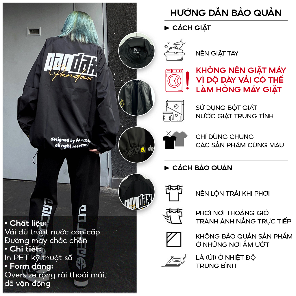Áo khoác dù local brand nam nữ pandax big logo , áo khoác gió bigsize unisex , jacket form rộng cổ cao 2 lớp windbreaker