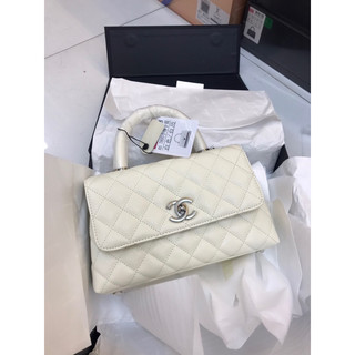 Túi cn coco tay cầm da caviar da nhám size 23cm