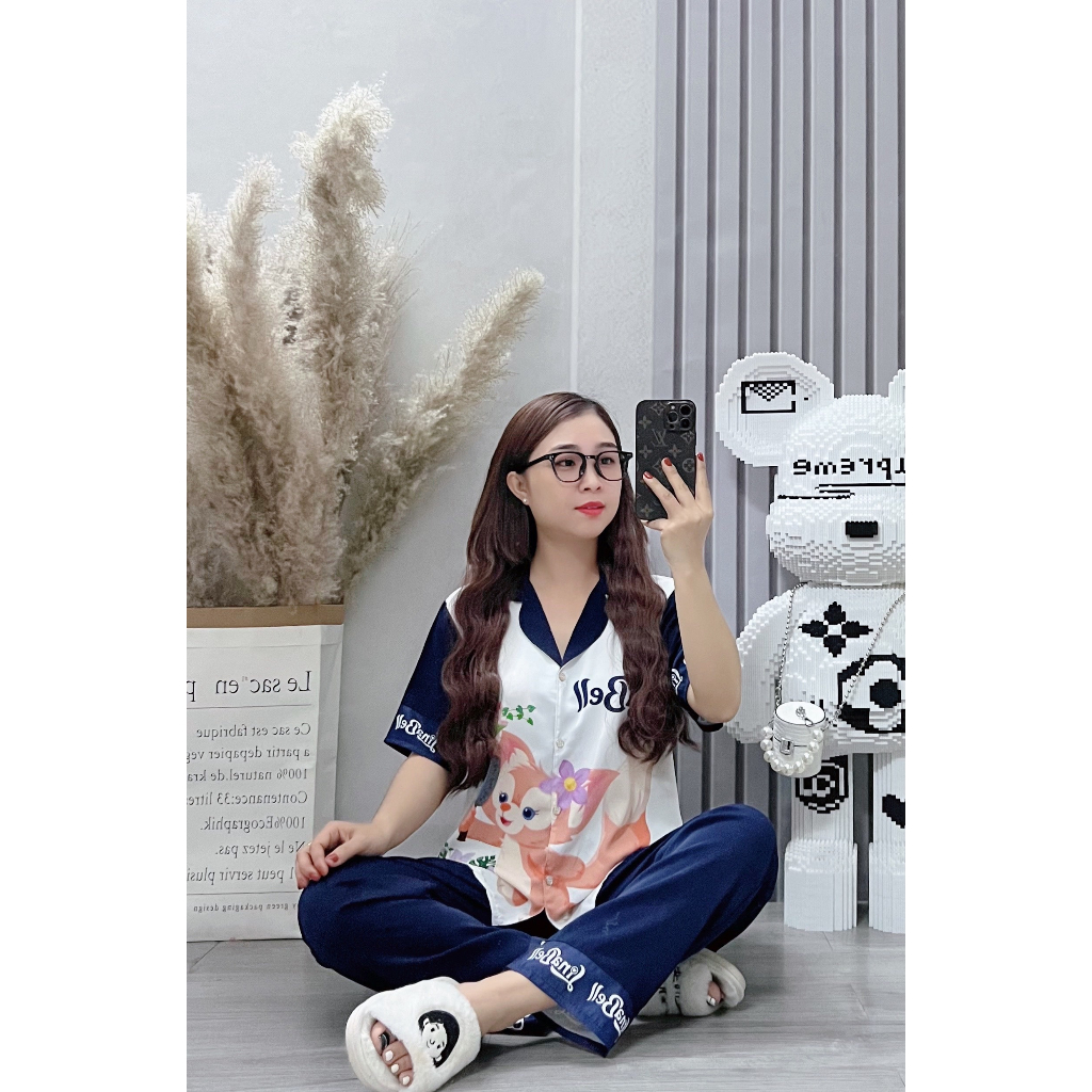 Đồ bộ nữ ANH MỸ pijama chất liệu lụa mango cao cấp tay ngắn quần dài MGD - 04