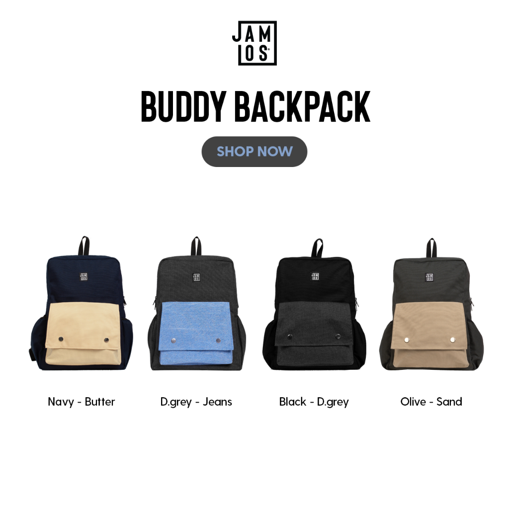 Jamlos Buddy Backpack - Balo thời trang vải canvas nhiều ngăn đi học đi làm vừa laptop 15inch
