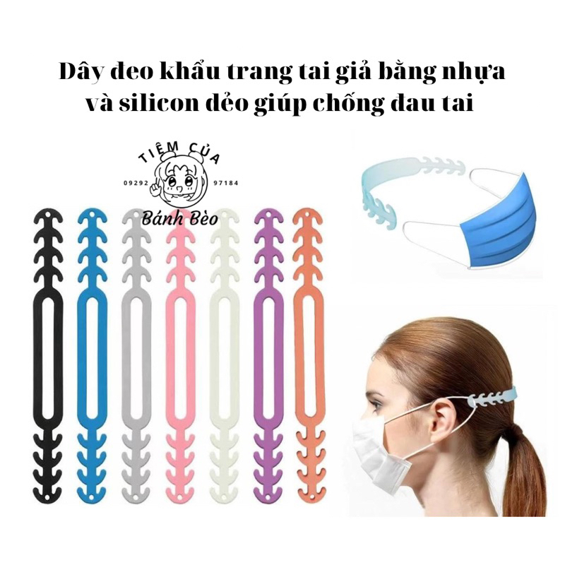 Dây đeo khẩu trang silicon tai giả giúp chốn đau lỗ tai và rút ngắn quai đeo tiện lợi | Tiệm Của Bánh Bèo