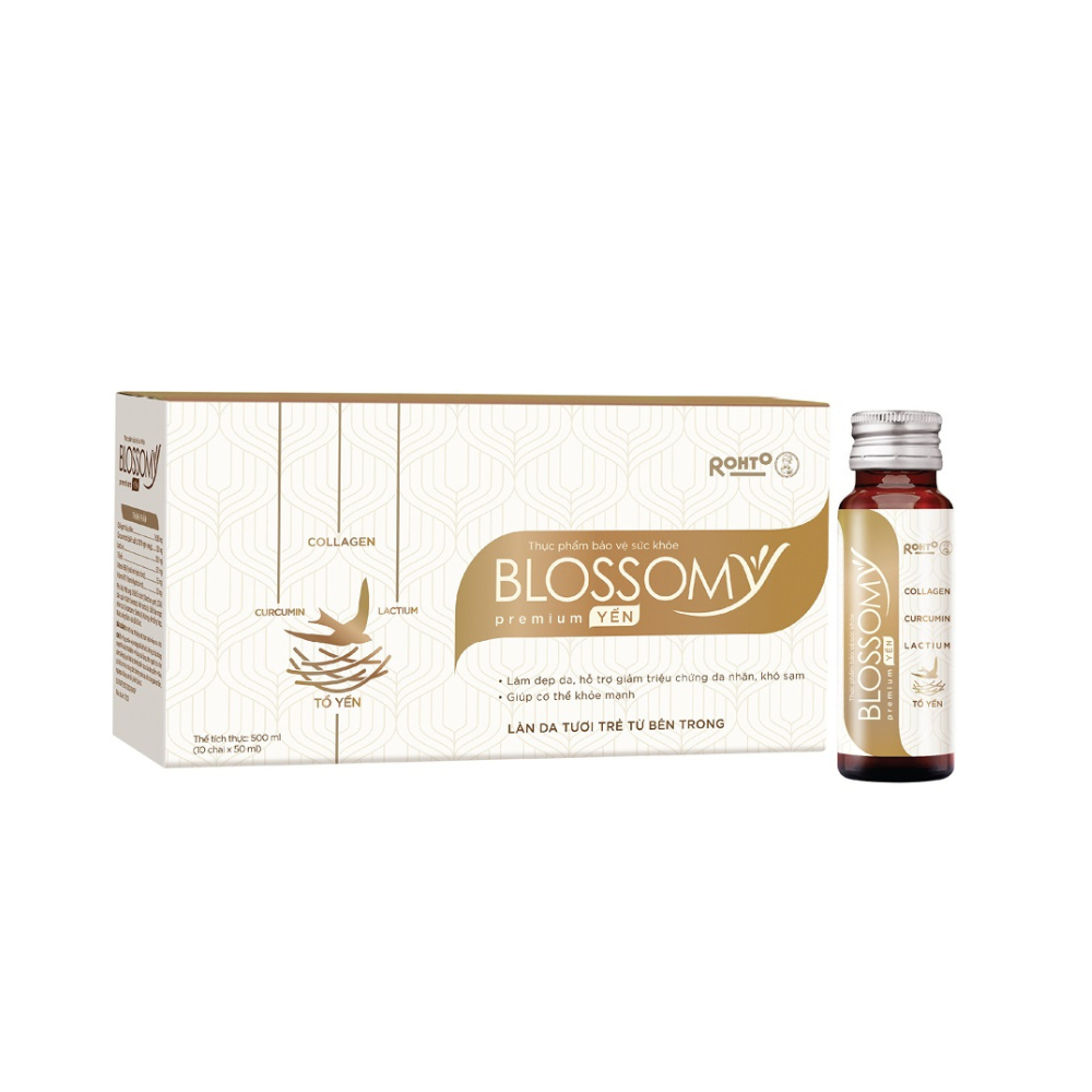 Thực phẩm collagen uống tổ yến Rohto Blossomy Premium hộp 10 chai x 50ml