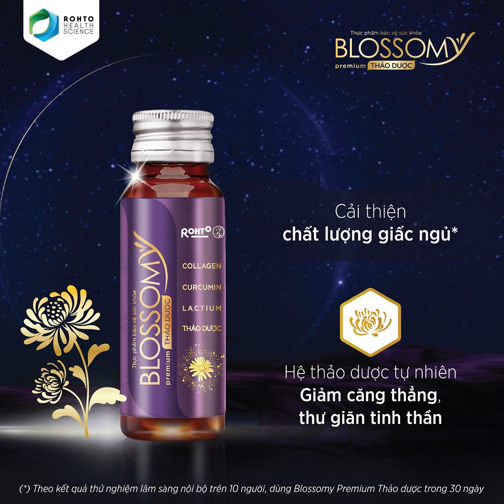 Thực phẩm collagen uống hệ thảo dược Rohto Blossomy Premium lốc 3 chai x 50ml (date 07.2024)