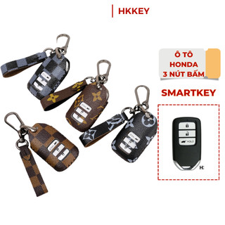 Bao da chìa khóa Smartkey Honda 3 nút (Honda City, CIVIC, ACCORD, CR-V,HR-V,Odyssey) da Canvas