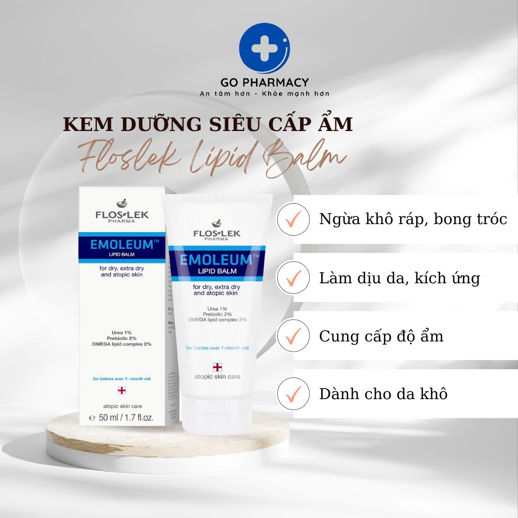 Kem Dưỡng Siêu Cấp Ẩm Floslek Lipid Balm, Ngăn Ngừa Khô Và Bong Tróc, Giúp Làm Dịu, Giảm Ngứa Cho Da 50ml/Tuýp