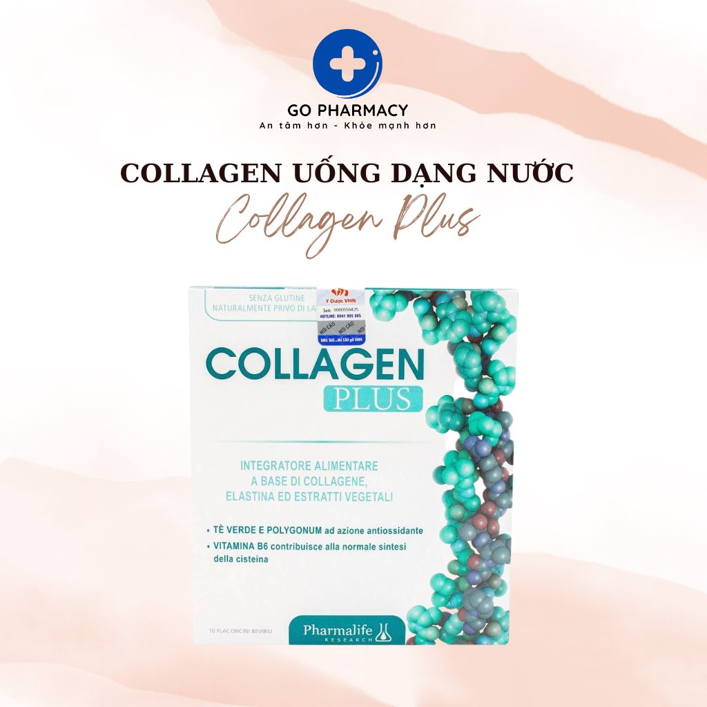 Collagen Uống Dạng Nước Collagen Plus Pharmalife Giúp Da Căng Bóng, Tươi Trẻ, Ngăn Ngừa Lão Hóa (Hộp 10 Ống)