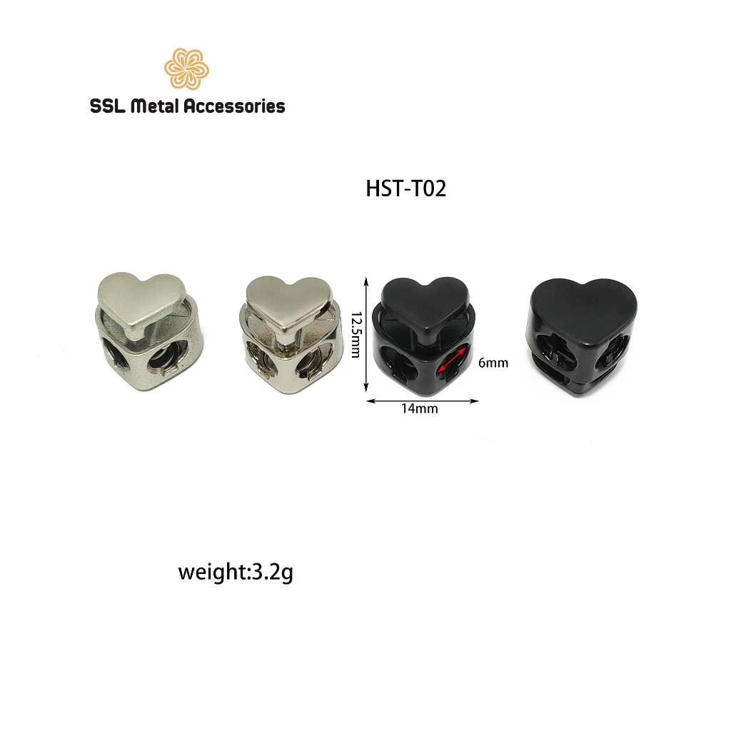 Nút chặn kim loại hình trái tim thời trang mới dành cho áo khoác, hoodie,,..HST-T02,14*12.5*6mm (1 cái)