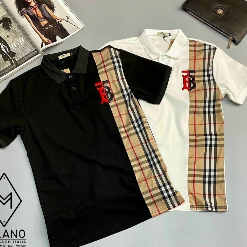 Áo thun nam cổ bẻ thêu họa tiết trang nhã vải cotton co giãn cao cấp