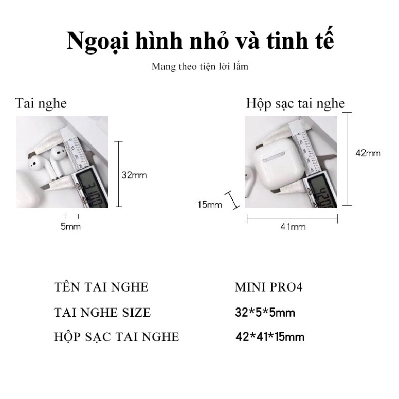 Tai Nghe Bluetooth 5.0 Không Dây Mini Pro4 Tws, Đỉnh cao âm thanh plush_store87
