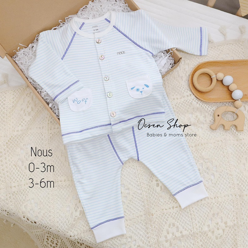 Bộ dài tay NOUS vải peptit khuy giữa