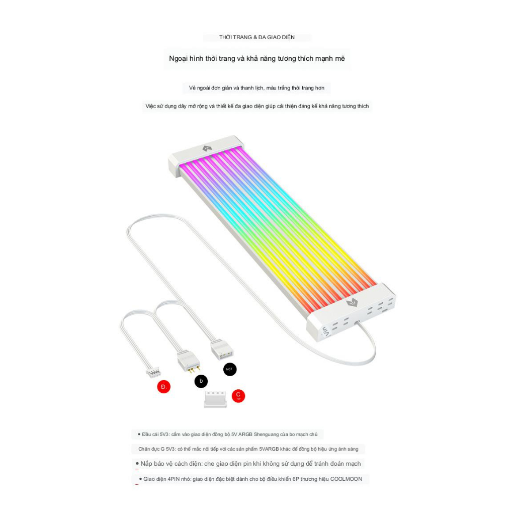 Phụ Kiên Cover Led 5v ARGB Neon Aosor AL300 AL200 Trang Trí Cho Cổng 24p Mainboard Hoặc VGA