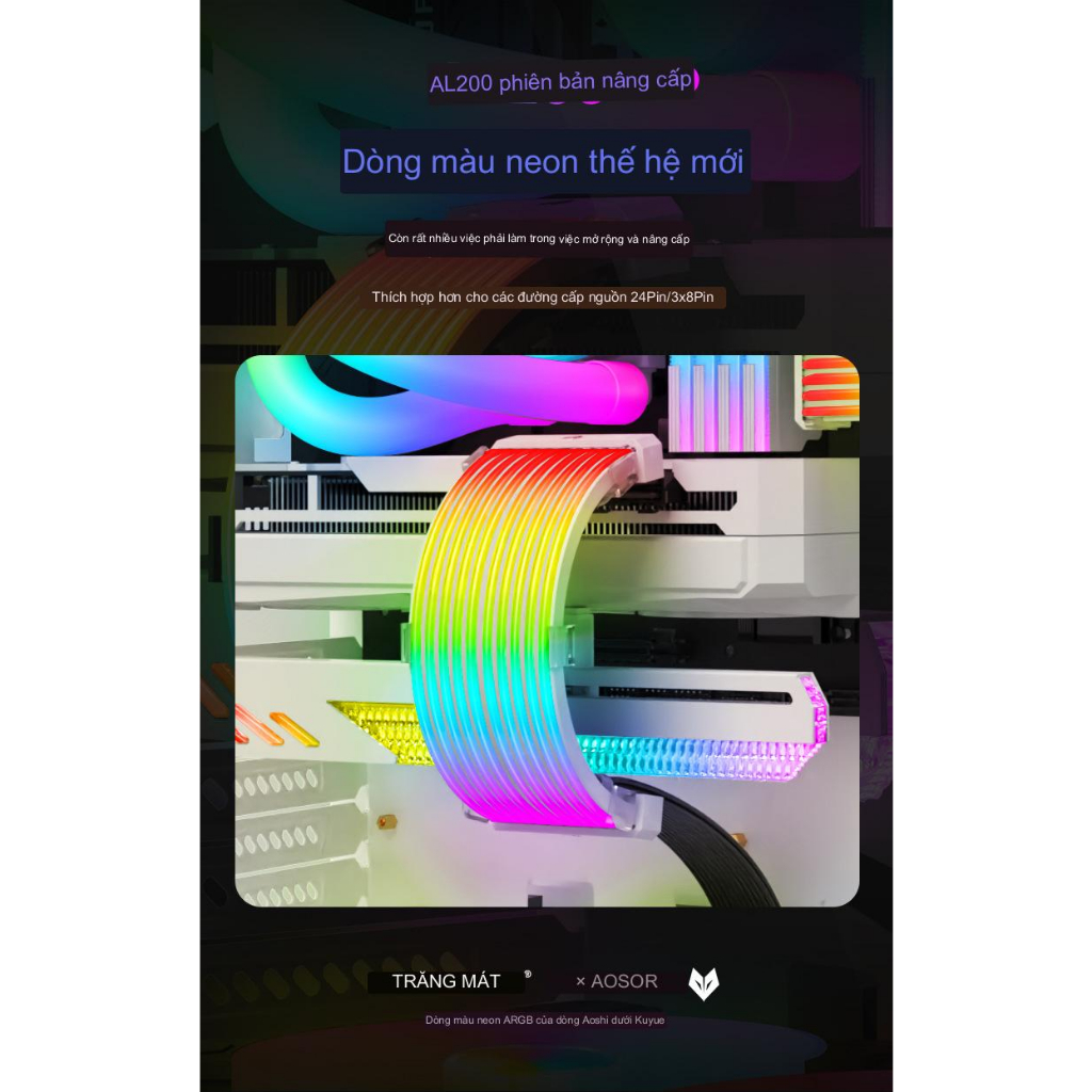 Phụ Kiên Cover Led 5v ARGB Neon Aosor AL300 AL200 Trang Trí Cho Cổng 24p Mainboard Hoặc VGA
