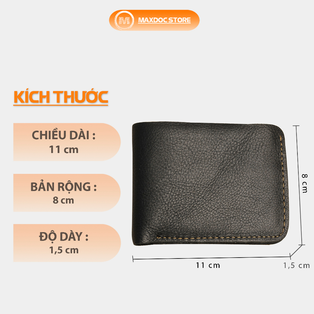 Ví mini nam chất liệu da bò kiểu dáng ngang V106 MAXDOC