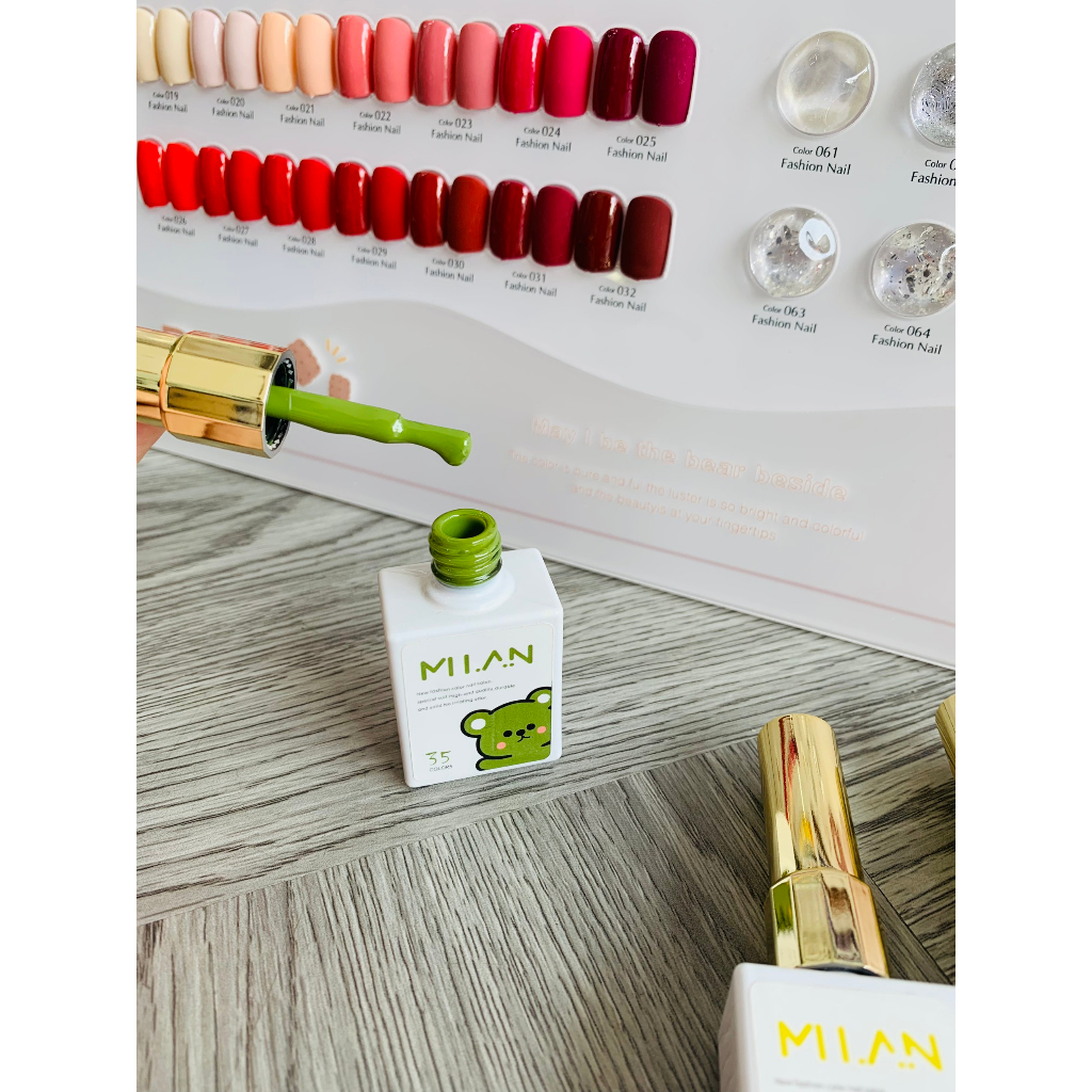 Sét sơn Gel 65 màu Milan chai gấu siêu xinh 15ml tặng bảng màu, base top