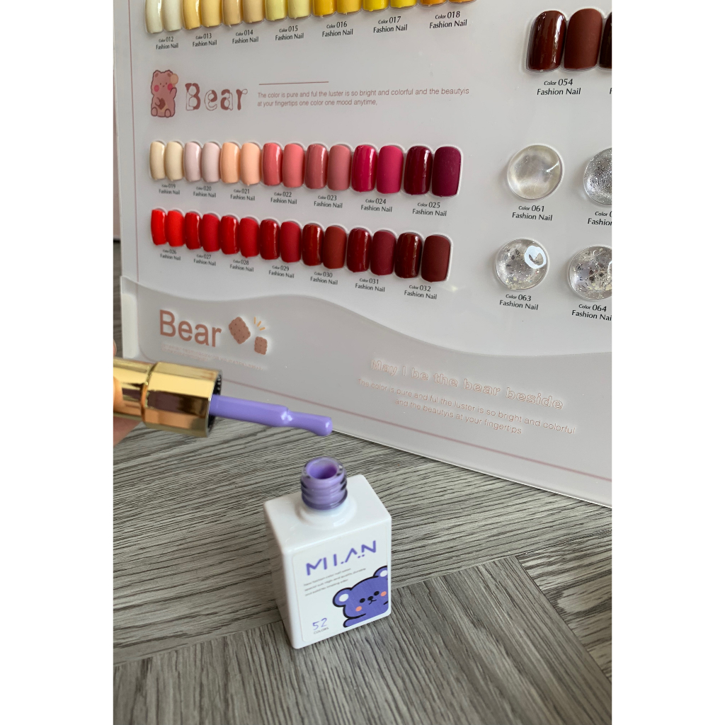 Sét sơn Gel 65 màu Milan chai gấu siêu xinh 15ml tặng bảng màu, base top