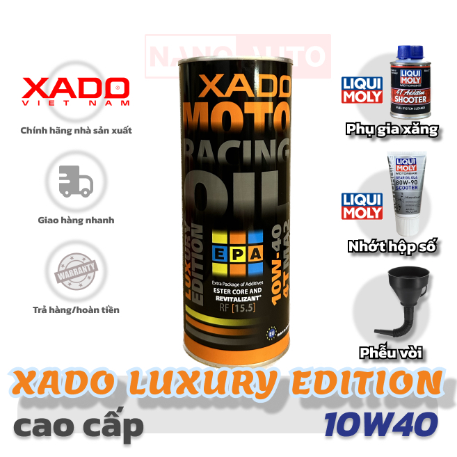 Nhớt nhập khẩu cao cấp XADO Atomic Oil Luxury Moto Racing 10W40 4T RF 15.5 1000ml