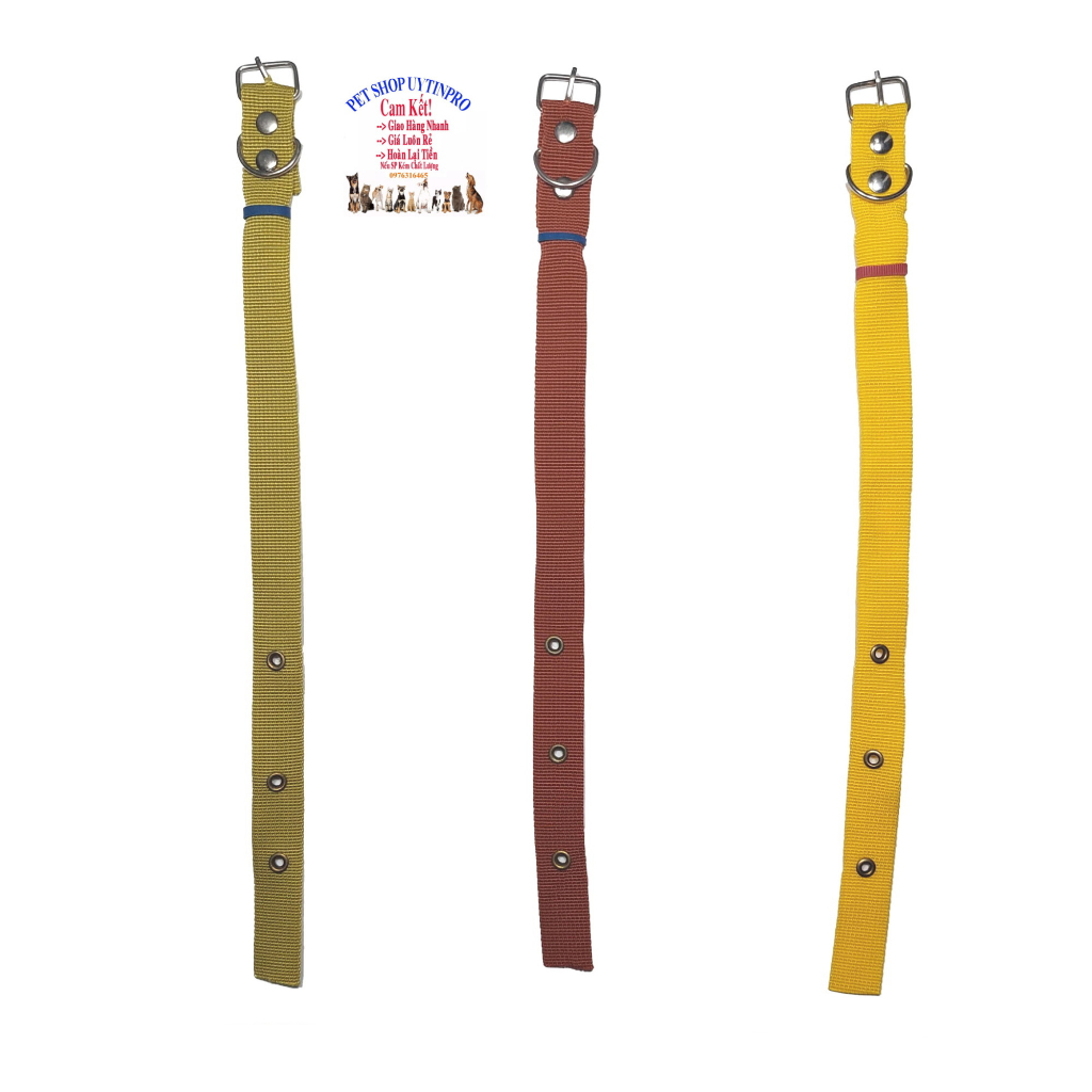 Vòng cổ cho Chó Mèo từ 5kg đến 15kg Bản rộng 2cm Chất liệu vải dù bền chắc Có gài điều chỉnh, Sản xuất tại Việt Nam