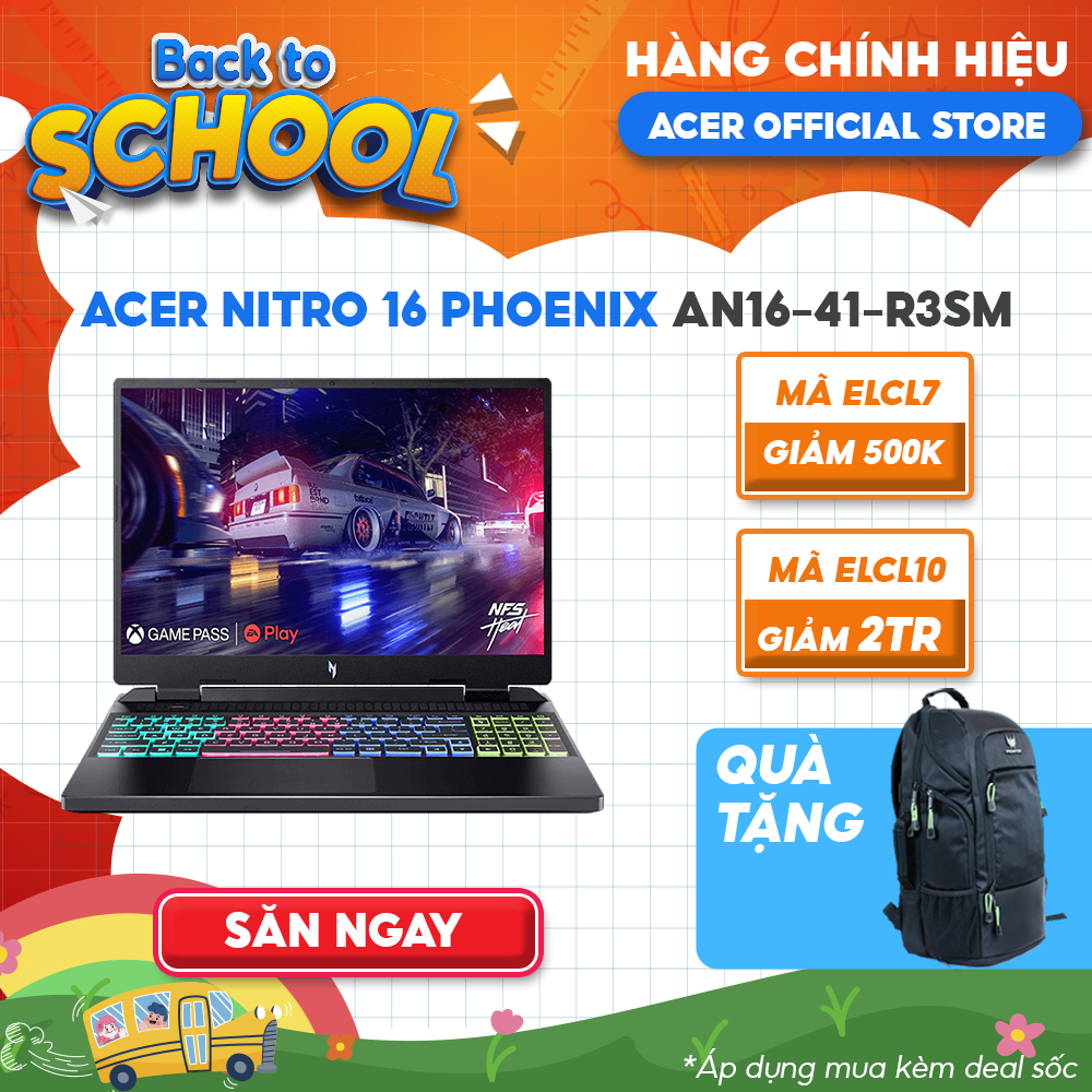 Laptop Acer Nitro 16 Phoenix AN16-41-R3SM R7-7840HS|16GB|512GB|RTX™ 4060 8GB|16'