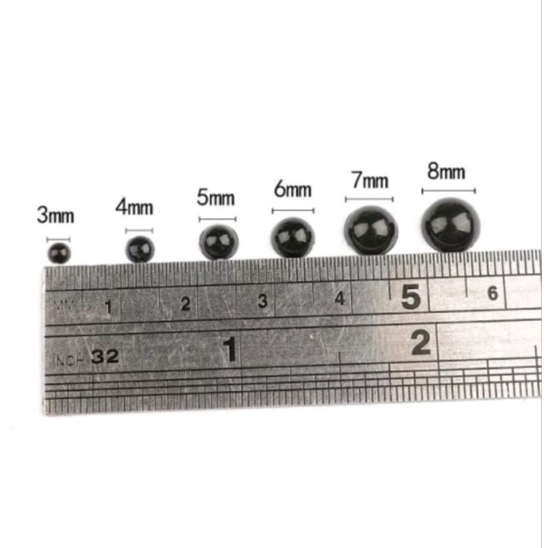 Set 100 mắt dán đen kích thước từ 3mm đến 12mm